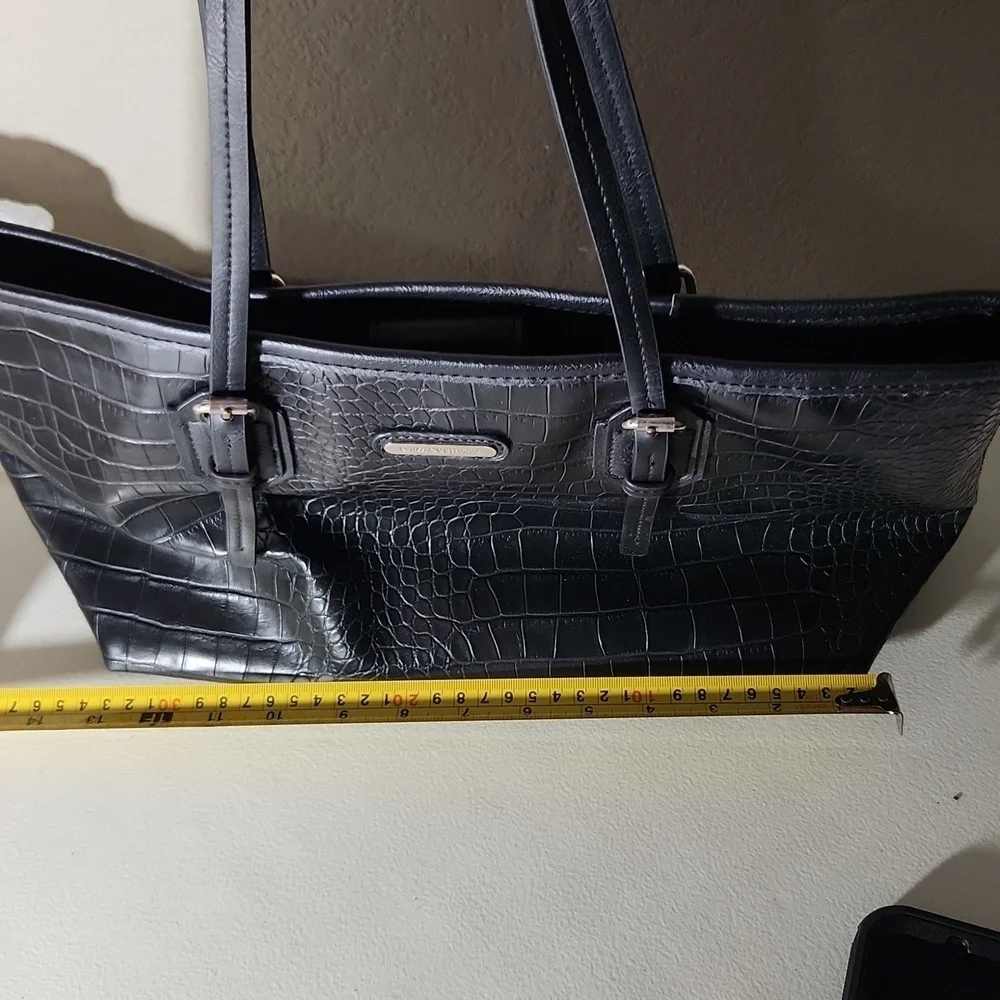 Dana Bachman Purse faux animal print zebra inside tote purse bag black